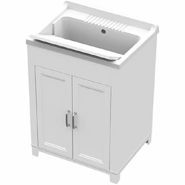 Mobile Lavapanni Resina Antiacido + Vasca e Asse Lavatoio Bianco in Kit 2 Ante cm.60x50x85h | Mixtech